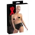 Latex damesstring met condoom (zwart) - XL
