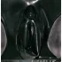 Latex damesstring met condoom (zwart) - XL