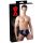 LATEX - heren ondergoed met interne conische anale dildo (zwart) - XL