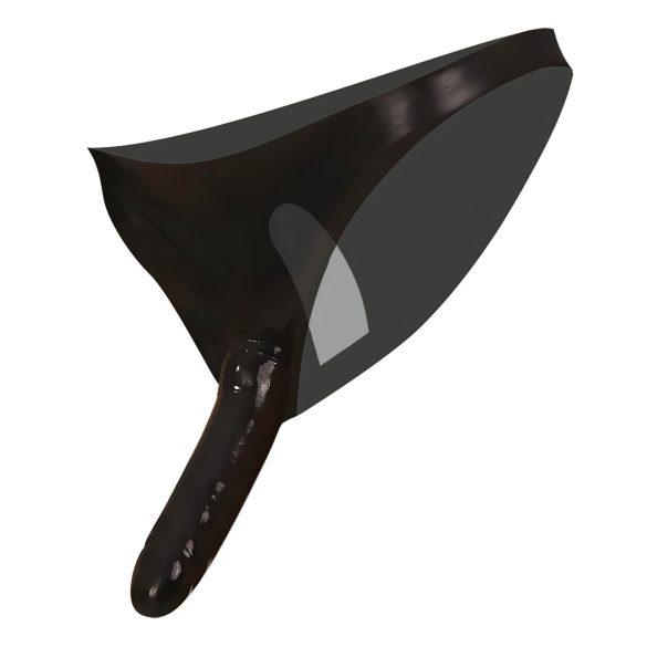 LATEX - slip met dubbele dildo - zwart (S-L)