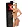 Latex slip met open kruis + 2 interne dildo’s (zwart, S-L)