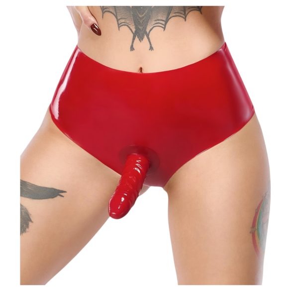 LATEX - levensechte rode dildo-slip