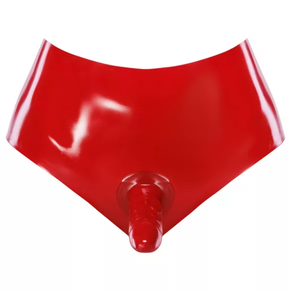 LATEX - slip met levensechte dildo (rood)