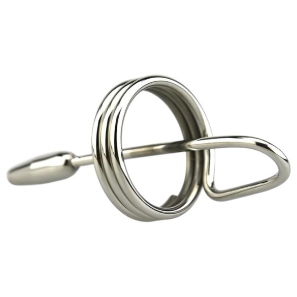DeepRing - penisplug met ring - metaal - 9cm - zilver