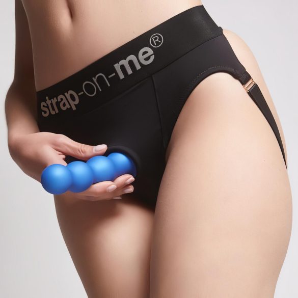 Strap-on-me - dildo met ballen en zuignap - siliconen - blauw - S