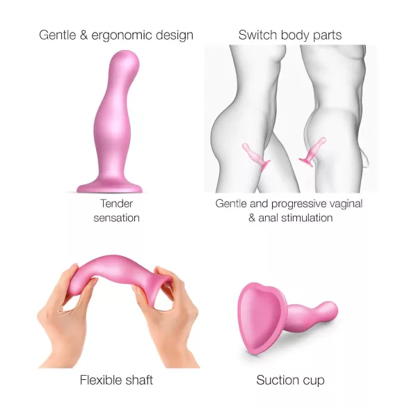 Strap-on-me Curvy S - golvende dildo met zuignap (roze)