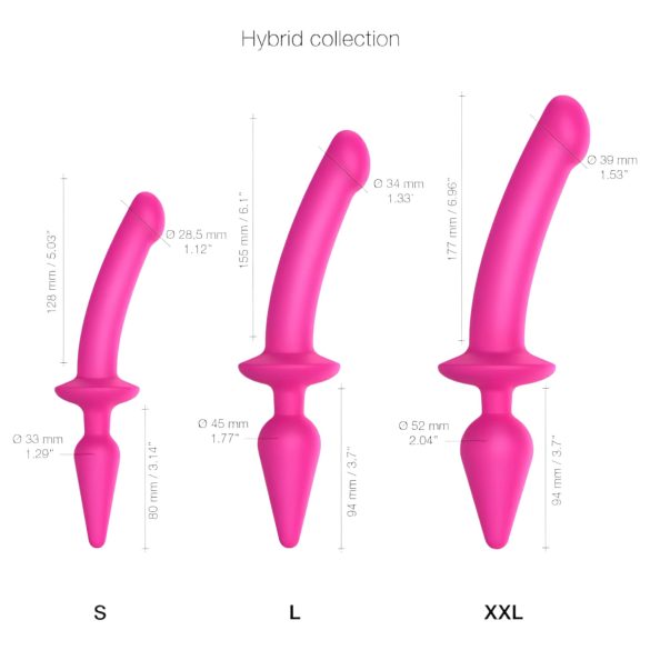 Strap-on-me Schakelen Semi-Realistisch L - 2in1 siliconen dildo (roze)