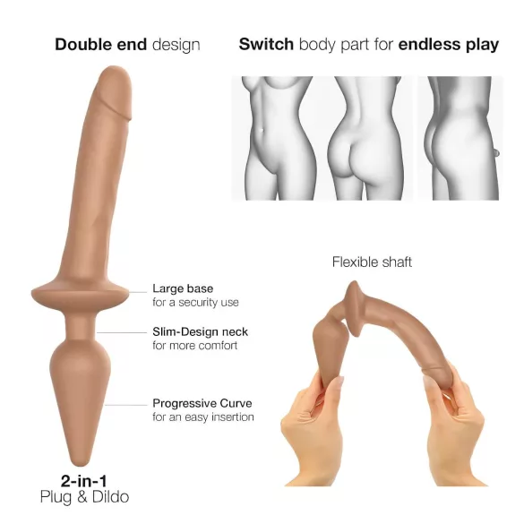 Strap-on-me Switch Realistic L - 2-in-1 siliconen dildo (huidkleur)