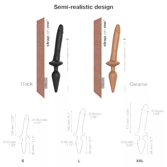 Strap-on-me Switch Realistic L - 2-in-1 siliconen dildo (huidkleur)