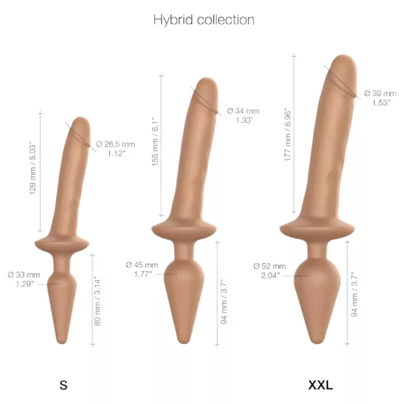 Strap-on-me Switch Realistic L - 2-in-1 siliconen dildo (huidkleur)