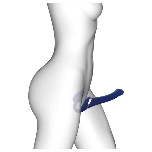 Strap-on-me S - opzetbare, luchthgolvende vibrator - (blauw)