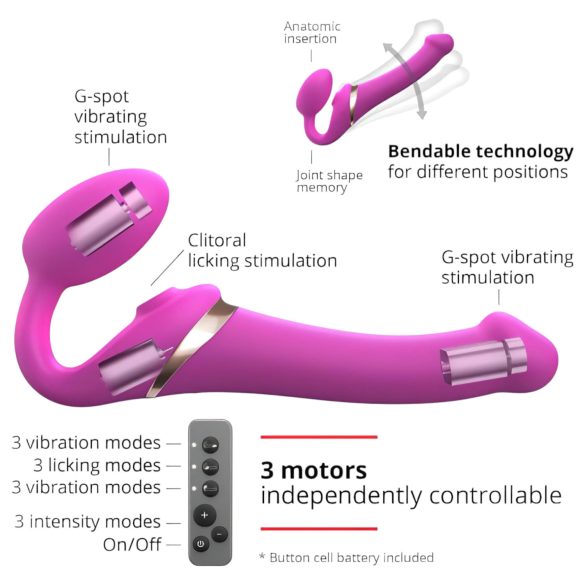Strap-on-me - strap-on luchtdruk vibrator - klein - siliconen - roze