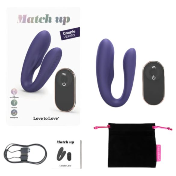 Love to Love Match Up - oplaadbare, draadloze duovibrator (paars)