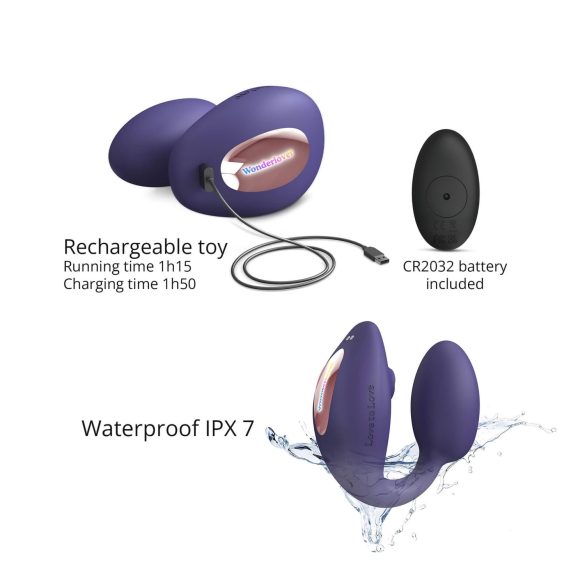 Love to Love Wonderlover - G-punt vibrator, clitorisstimulator (donkerpaars)