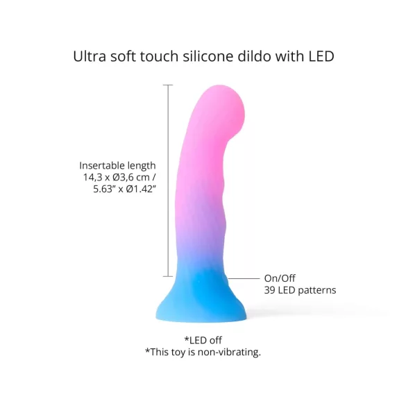 Love to Love Candy Loop - lichtgevende LED siliconen dildo (roze-blauw) - 16,9 cm