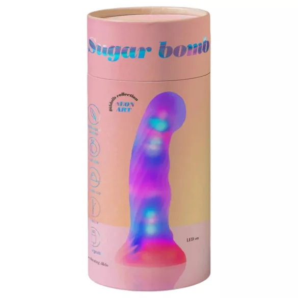 Love to Love Sugar Bomb - oplichtende siliconen dildo met LED (roze-geel) - 16,9 cm