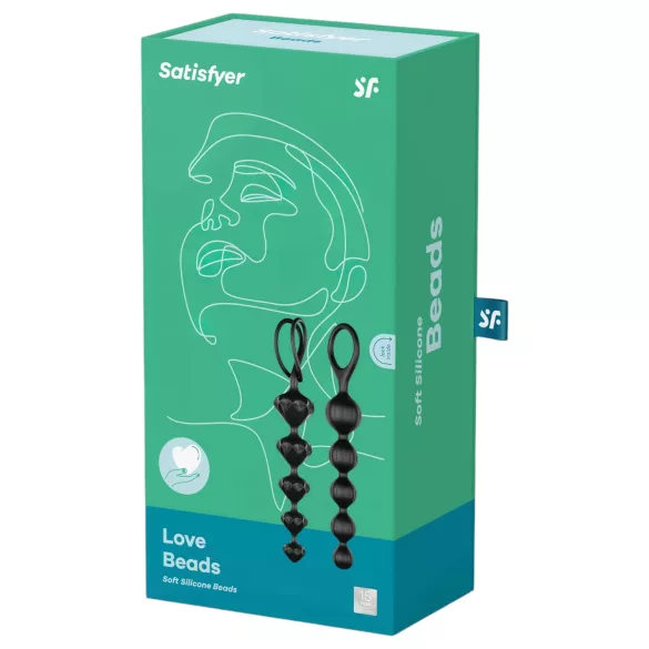 Satisfyer Love Beads - anale kralen set - siliconen - zwart