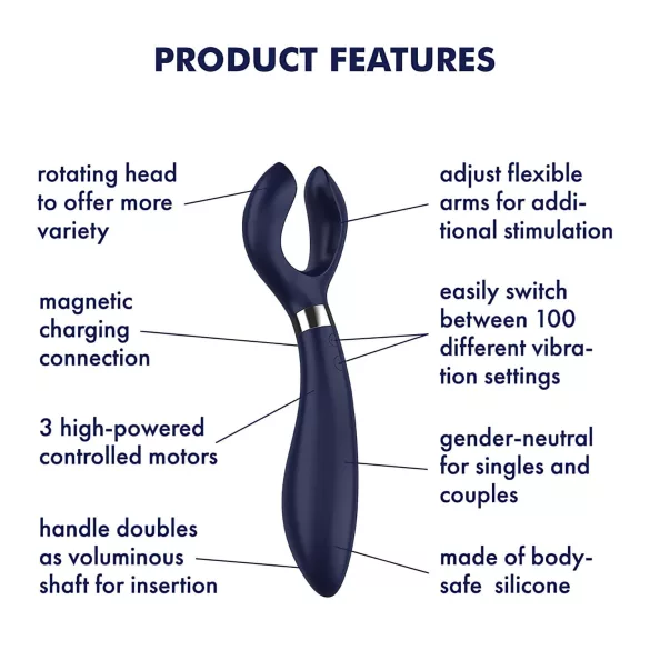 Satisfyer Endless Fun - oplaadbare waterdichte paren vibrator - blauw