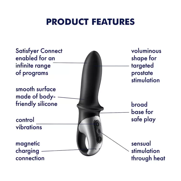 Satisfyer Hot Passion - verwarmde anaal vibrator - zwart