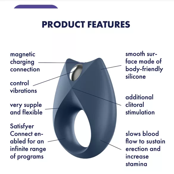 Satisfyer Royal One - vibrerende penisring - bluetooth - blauw
