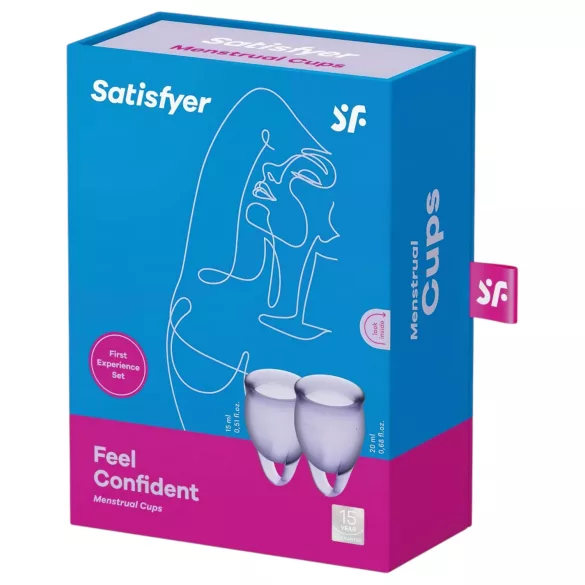 Satisfyer Feel Confident - menstruatiecup set - siliconen - paars