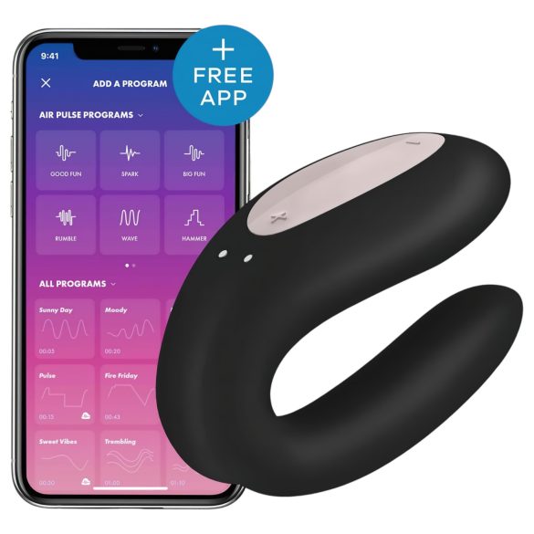 Satisfyer Double Joy - slimme waterdichte partner vibrator (zwart)
