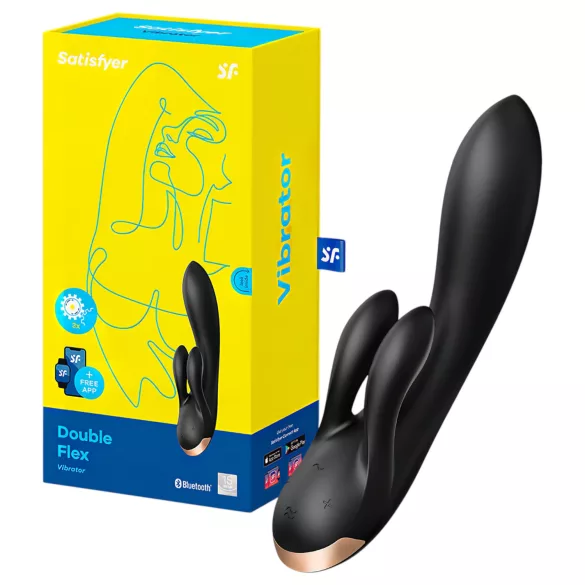Satisfyer Double Flex - App-gestuurde vibrator met clitorisstimulator (zwart)