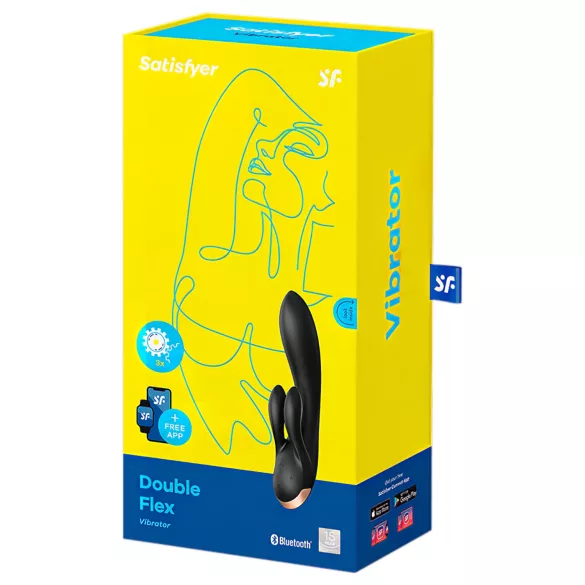 Satisfyer Double Flex - App-gestuurde vibrator met clitorisstimulator (zwart)