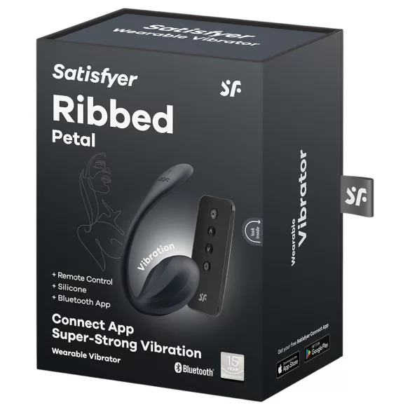 Satisfyer Ribbed Petal - draagbaar vibrerend eitje met afstandsbediening (zwart)