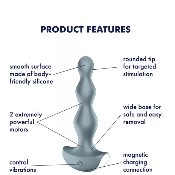 Satisfyer Lolli-Plug 2 - oplaadbare, waterdichte anale vibrator (grijs)