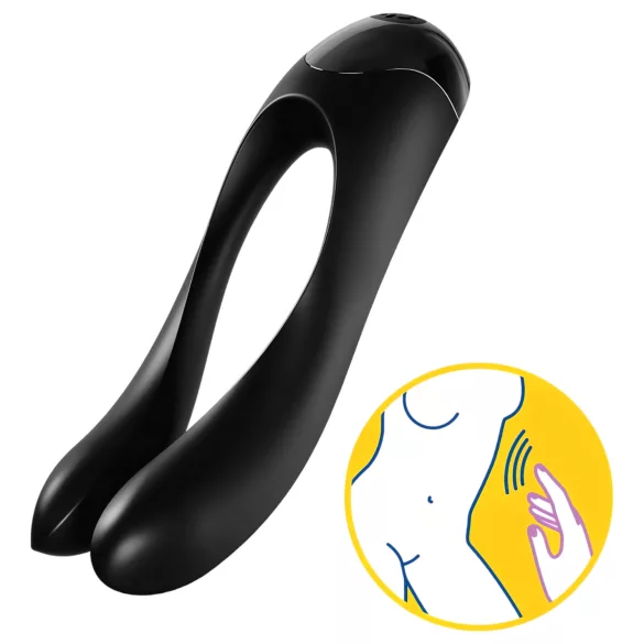 Satisfyer Candy Cane - oplaadbare waterproof vibrator met twee armen - zwart