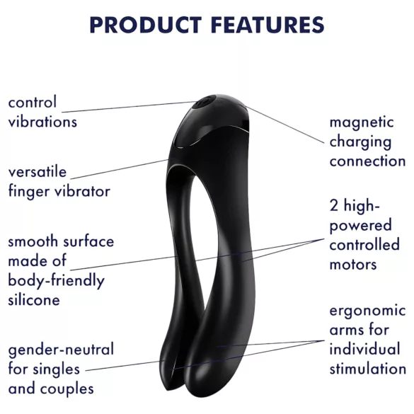 Satisfyer Candy Cane - oplaadbare waterproof vibrator met twee armen - zwart