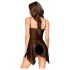 Penthouse - babydoll set - rozenprint - zwart
