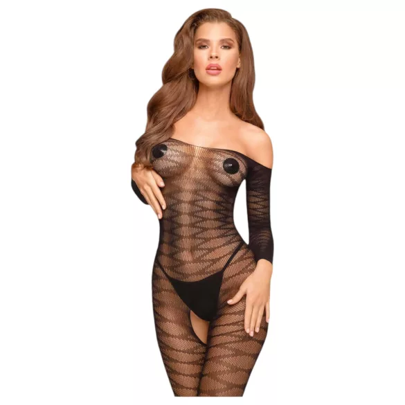 Penthouse Dreamy Diva - catsuit dames - zigzag patroon - zwart