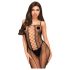 Penthouse Drop-Dead - Gestreepte Open Catsuit (Zwart)