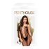 Penthouse Drop-Dead - Gestreepte Open Catsuit (Zwart)