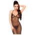 /Penthouse Love on Fire - lange, glanzende, doorzichtige jurk met string (zwart) - M/L