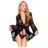 Penthouse Hypnotic Power - kanten korte kimono en string (zwart)