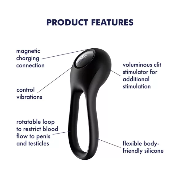 Satisfyer Majestic Duo - oplaadbare vibrerende penisring - waterdicht - zwart
