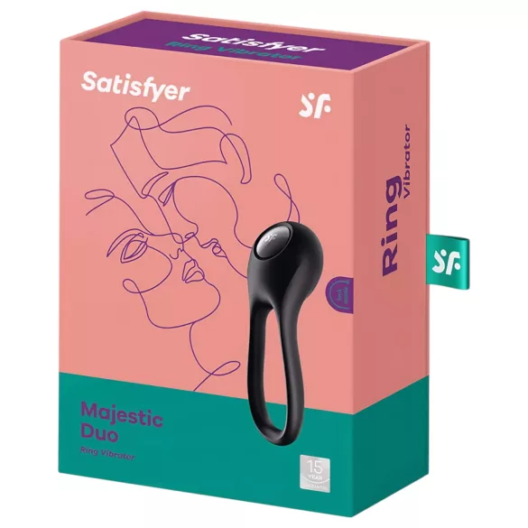 Satisfyer Majestic Duo - oplaadbare vibrerende penisring - waterdicht - zwart