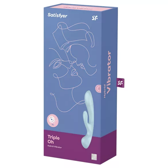 Satisfyer Triple Oh - oplaadbare vibrator met clitorisstimulator (blauw)