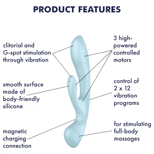 Satisfyer Triple Oh - oplaadbare vibrator met clitorisstimulator (blauw)