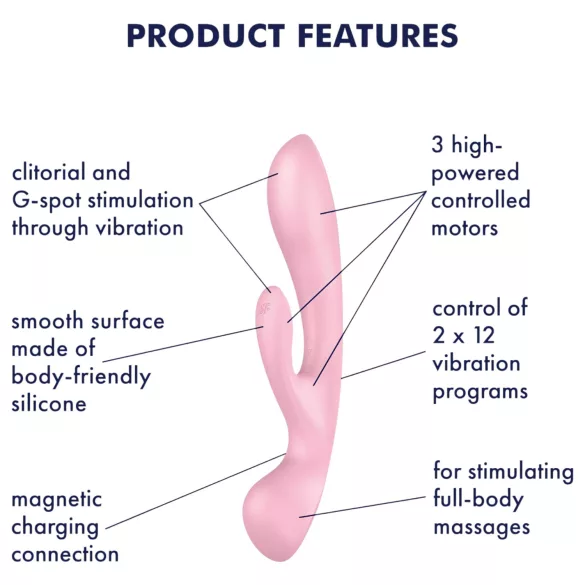 Satisfyer Triple Oh - vibrator met clitorisstimulator - oplaadbaar - roze