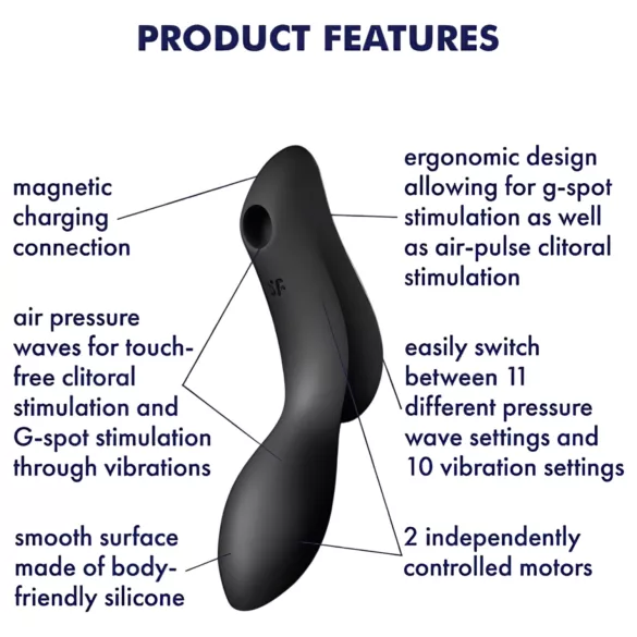 Satisfyer Curvy Trinity 2 - luchtdruk 2-in-1 vibrator (zwart)
