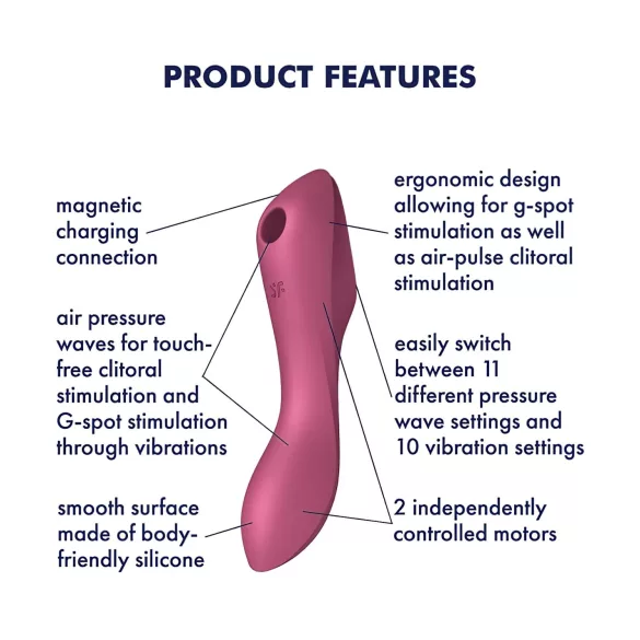 Satisfyer Curvy Trinity 3 - luchtdruk vibrator en stimulator - rood