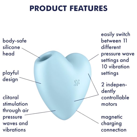 Satisfyer Cutie Heart - luchtdruk clitorisstimulator - oplaadbaar - blauw