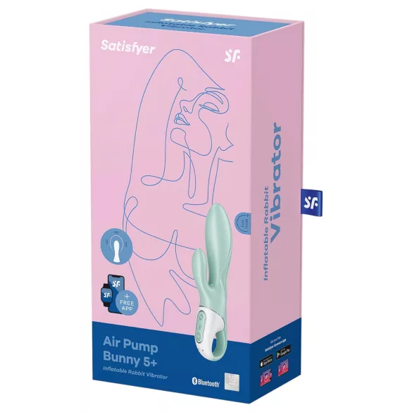 Satisfyer Air Pump Bunny 5 - App-gestuurde opblaasbare vibrator (muntgroen)