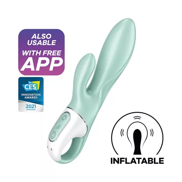 Satisfyer Air Pump Bunny 5 - App-gestuurde opblaasbare vibrator (muntgroen)
