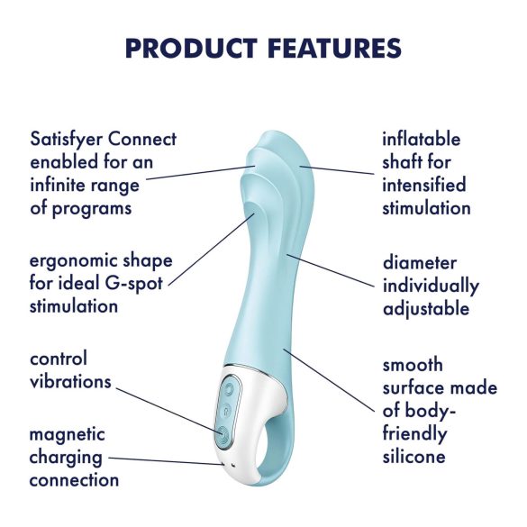 Satisfyer - luchtdruk vibrator - opblaasbaar, slim, blauw