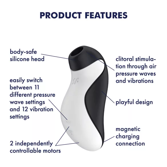 Satisfyer Orca - luchtdruk clitorisstimulator - waterdicht - zwart/wit